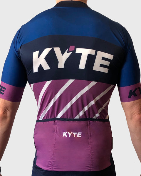 KYTE Cadence Pro Short Sleeve Cycling Jersey - Navy / Purple | Kyte.cc