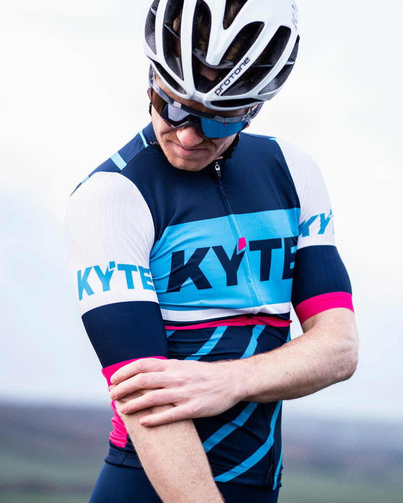 KYTE Cadence Pro Short Sleeve Jersey - Cyan / Navy