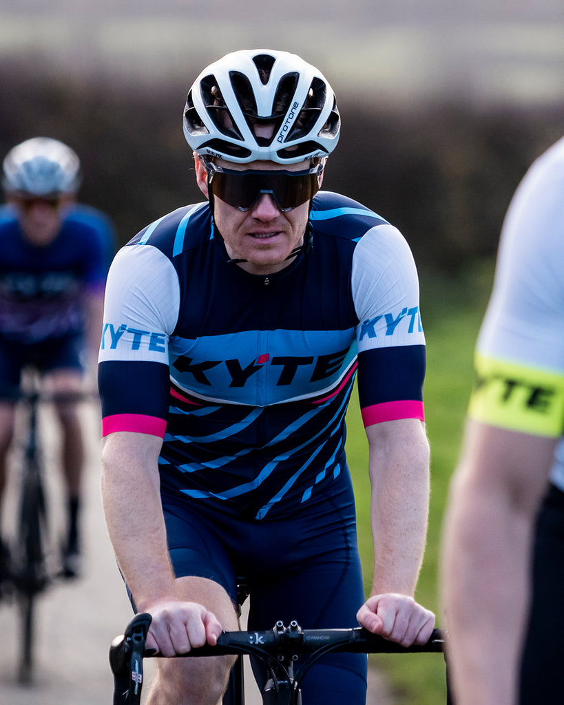 KYTE Cadence Pro Short Sleeve Jersey - Cyan / Navy