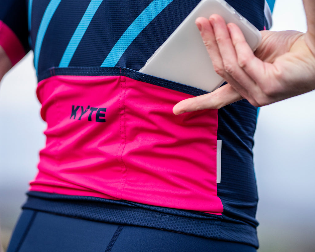 KYTE Cadence Pro Short Sleeve Jersey - Cyan / Navy