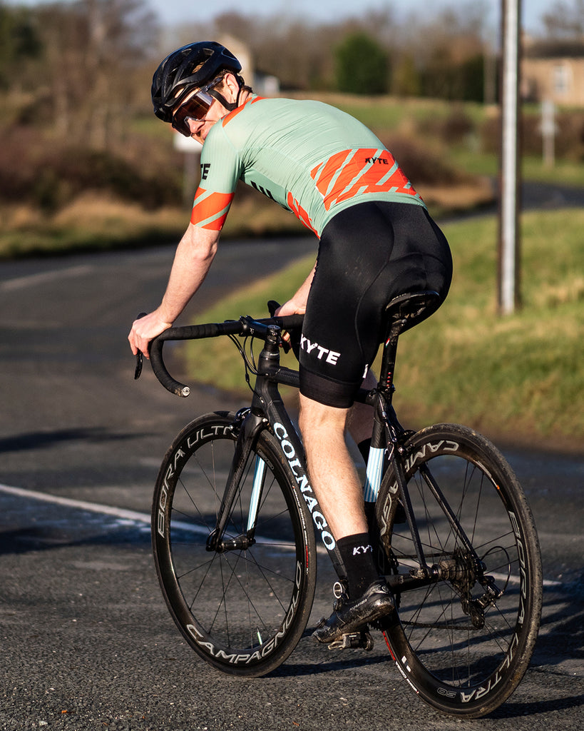 KYTE Carbon Short Sleeve Jersey - Green / Orange