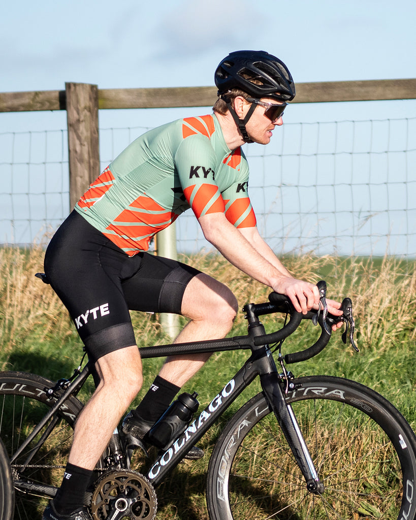 KYTE Carbon Short Sleeve Jersey - Green / Orange