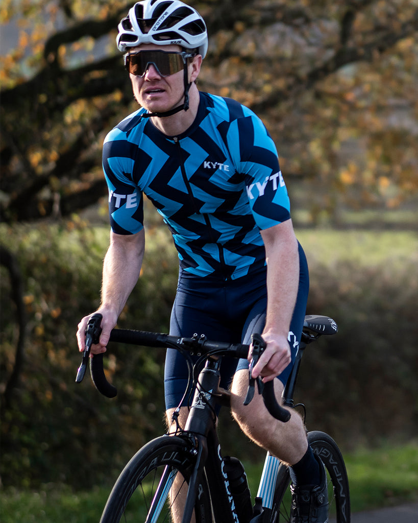 KYTE Jazz Short Sleeve Jersey - Cyan / Navy
