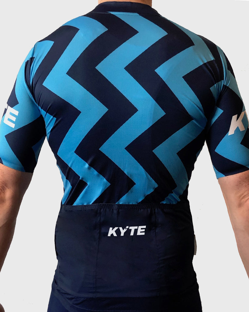 KYTE Jazz Short Sleeve Jersey - Cyan / Navy